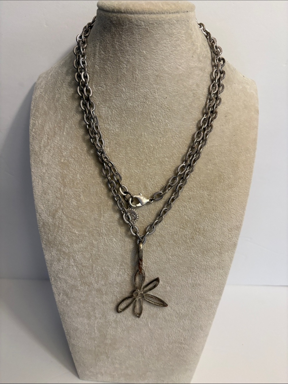 Boho Silver Dragonfly Pendant Necklace Long Chain Nature Insect Statement